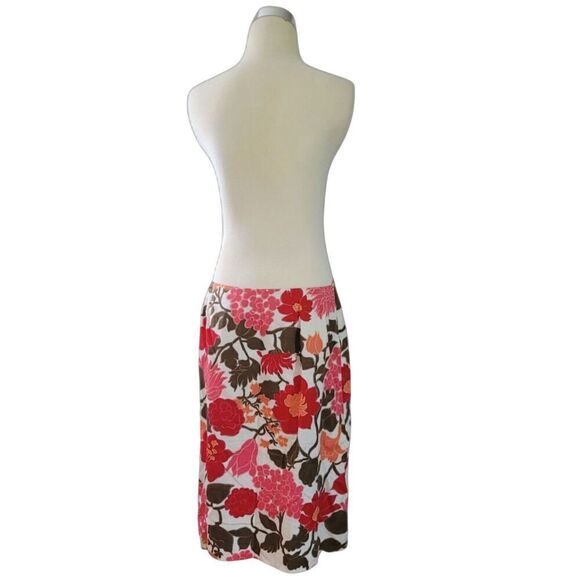Ann Taylor Pink and Red Floral A-line Skirt Size 10 - Picture 4 of 7